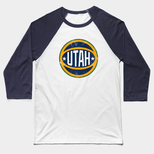Utah Retro Ball - White Baseball T-Shirt by KFig21